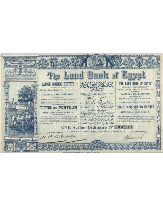 The Land Bank of Egypt. Banque Foncière d'Egypte (Capital 1000K€)