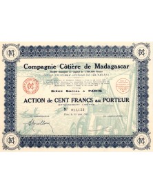 Cie Côtière de Madagascar. 1927