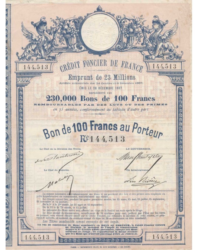 U Emprunt CRÉDIT FONCIER de FRANCE 1909 