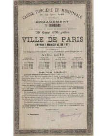 Ville de Paris - Emprunt municipal de 1871