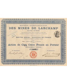Sté d'Exploitation des Mines de Larchamp. 1909