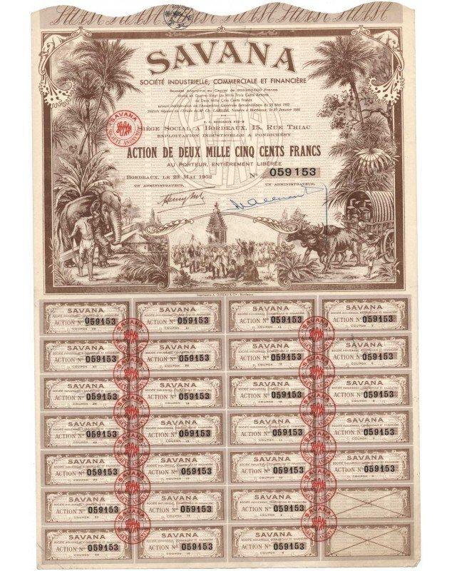 SAVANA - Sté Industrielle, Commerciale et Financière. 1952