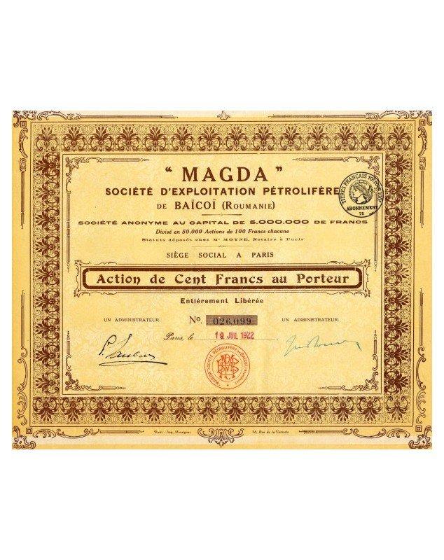 Magda - Sté d'Exploitation Pétrolifères de Baïcoï (lot of 3 shares)