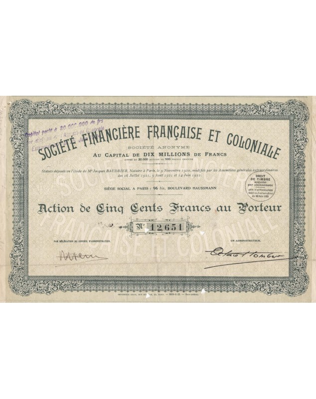 Sté Financière Française et Coloniale (SFFC)
