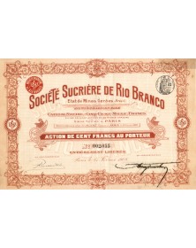 Société Sucrière de Rio Branco (Etat de Minas Geraes, Brésil)