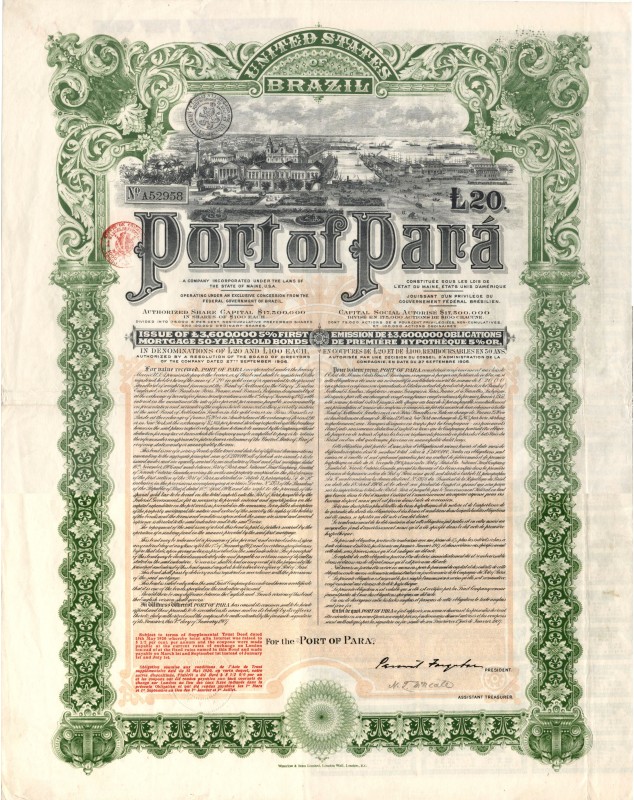 Port of Para - 5% First Mortgage 50 Year Gold Loan (1920)
