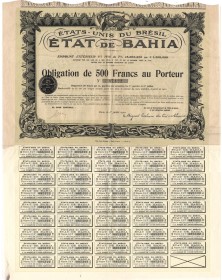 Etats-Unis du Brésil, Etat de Bahia -  Emprunt Extérieur 5% 1910