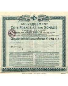 Gouvernement Français de la Côte Française des Somalis - Emprunt 5,5% 1936