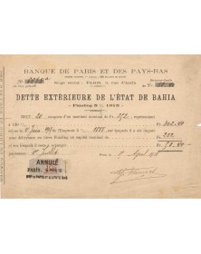Dette Extérieure de l'Etat de Bahia "Funding 5% 1915" (Banque de Paris et des Pays-Bas)