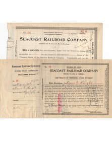 Seacoast Railroad Company (lot de 2 certificates)
