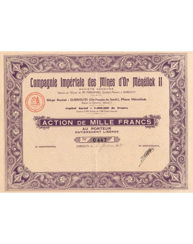 Compagnie Impériale des Mines d'Or Ménélick II