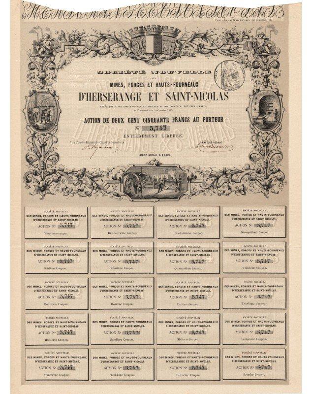Sté Nouvelle des Mines, Forges et Hauts-Fourneaux d'Herserange et St-Nicolas