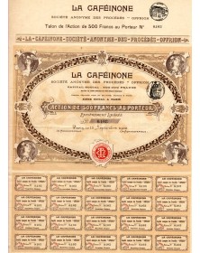 La Caféinone, Société des Procédés "Offrion" Share of 500F - Paris 1902