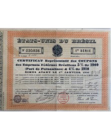 Etats-Unis du Brésil - Etats-Unis du Brésil - Emprunts Fédéraux Brésiliens 5% 1909 et 1910 (Port de Pernambuco)