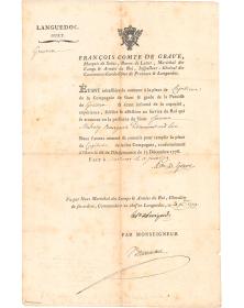 Nomination de capitaine 1779 - François Comte de Grave - Gruissan