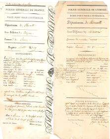 Collection de Passe-Ports pour l'intérieur - XIXe siècle - Département de l'Hérault - Béziers