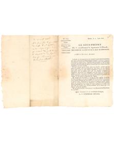 Permis de port d'armes 1816 - Comte d'Orfeuille Foucaud - Béziers