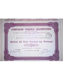 Action 100 F Compagnie Vinicole Champenoise Reims 1924 N°0664 Violet