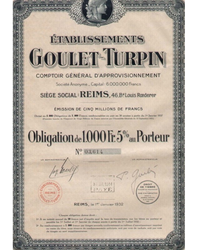 Etablissements Goulet-Turpin, Comptoir Général d'Approvisionnement