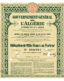 Gouvernement Général de l'Algérie -Emprunt 5% 1934