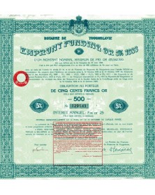 Kingdom of Yugoslavia - Funding Loan 5% Gold 1933