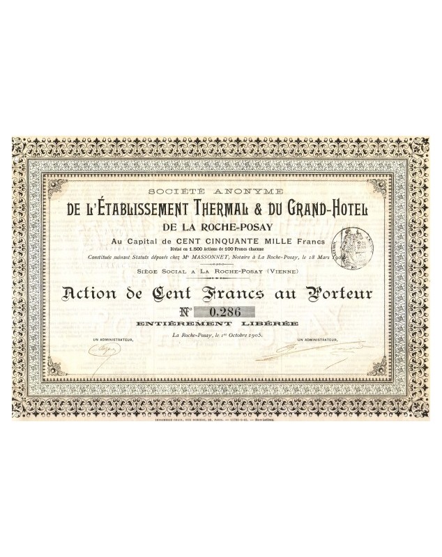 Sté de L'Etabissement Thermal & du Grand-Hotel de la Roche-Posay