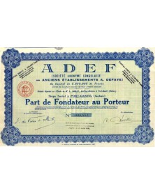 ADEF (Sté Anonyme Congolaise des Anciens Etablissements A. Defaye)