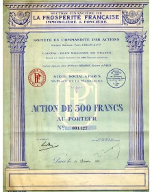Section Financière de La Prospérité Française Immobilière & Foncière. Raison sociale Paul Collin & Cie