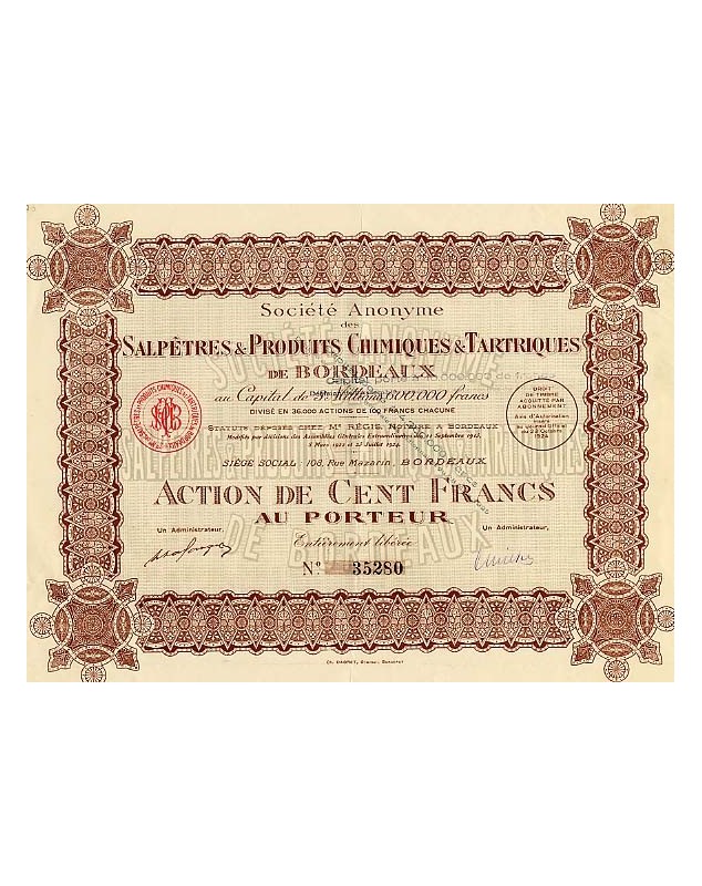 S.A. des SalpÃªtres & Produits Chimiques & Tartriques de Bordeaux