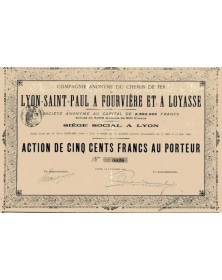 Railroads/Lines Cie Anonyme du Chemin de Fer de Lyon-Saint-Paul à Fourvière et à Loyasse