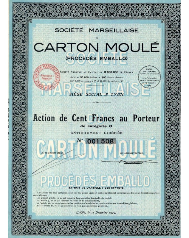 Sté Marseillaise de Carton Moulé -Procédés Emballo