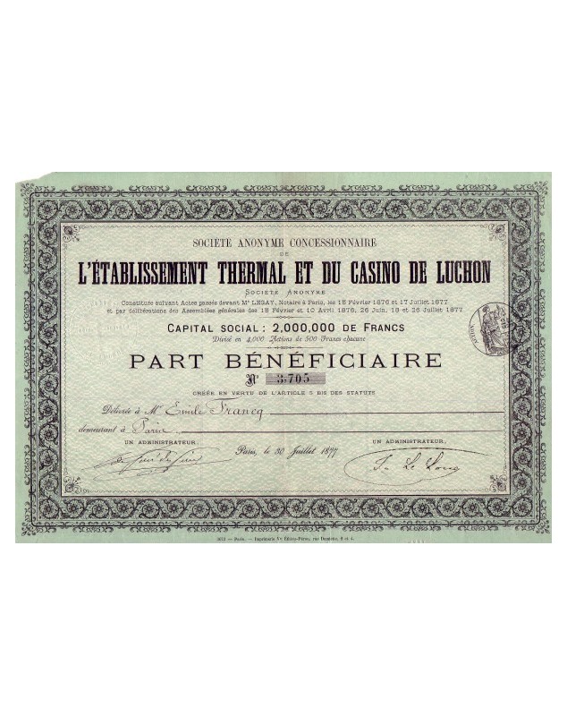 S.A. Concessionnaire de l'Etablissement Thermal et du Casino de Luchon Midi-Pyrénées/Haute-Garonne 31