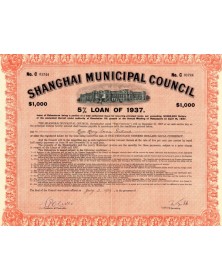 Shanghai Municipal Council - Emprunt  5% 1937
