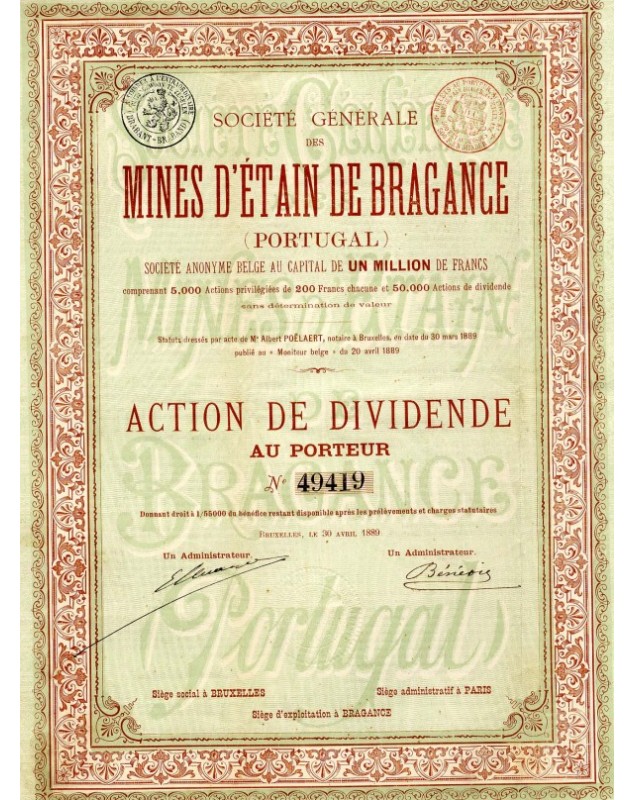 Sté Générale des Mines d'Etain de Bragance