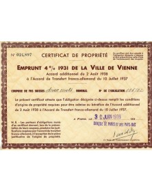 Ville de Vienne - Emprunt 4% 1931