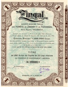 Zingal, Société Anonyme Turque des Forêts de Zindan et de Tchangal