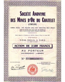 Société des Mines d'Or du Chatelet (Creuse)