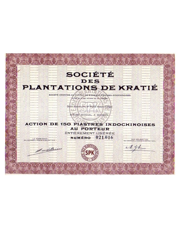 Sté des Plantations de Kratié