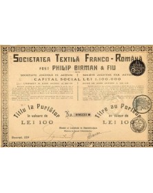 Soc. Textila Franco-Romana Fost Philip Birman & Fiu
