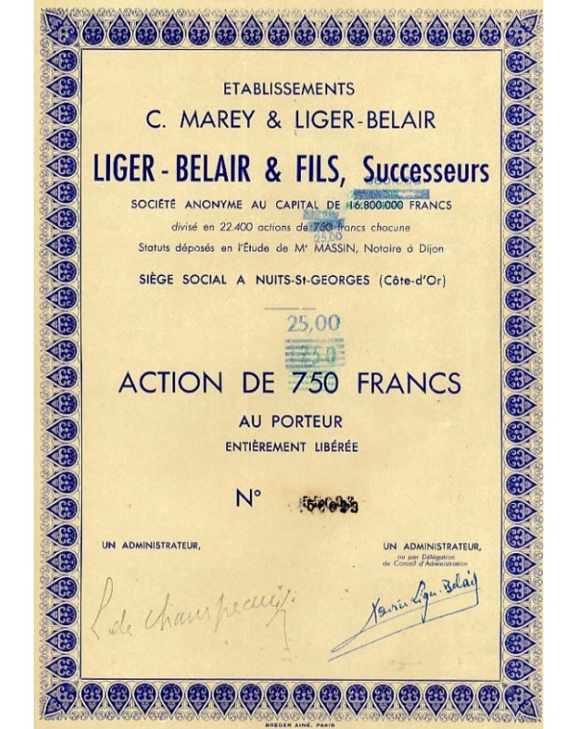 Ets C.Marey & Liger-Belair & Fils, Successeurs